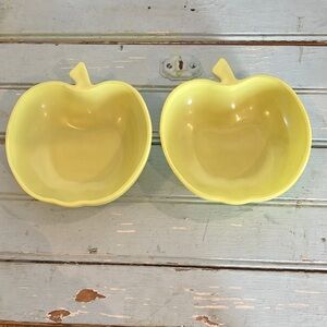 Set of 2 Vintage Hazel-Atlas Milk Glass Apple Bowls